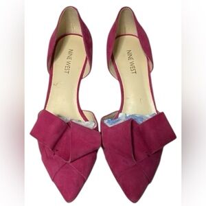 Brand New Nine West Fuchsia D’Orsay Bow Suede Kitten Heels Women’s Size 7.5